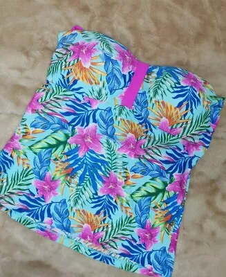 #59 Studio Rainbow Island Bandeau Tankini Top Vibrant Tropical Holidays  • £4.99