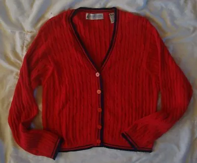 $5.99 • Buy MARSH LANDING Red CARDIGAN Cotton SWEATER Size. M
