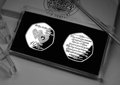 On Your 10th TIN WEDDING ANNIVERSARY Commemoratives. Cased. Gem. Gift/Present • £11.99