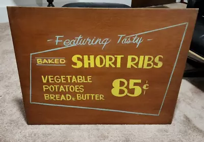 Original Vintage 1958 Pixley And Ehlers Restaurant Chicago Menu Sign SHORT RIBS • $199.99