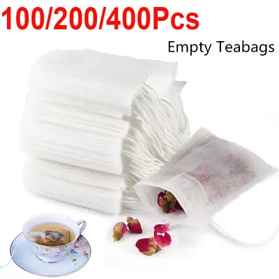 $4.49 • Buy 50-400Pcs Empty Tea Bags With String Heal Seal Filter Paper Herb Loose Tea Bags