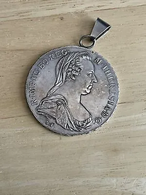 1780 Maria Theresa Thaler Austria Silver Coin Pendant Vintage • $29.99