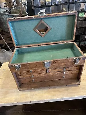 Antique Oak Tool Makers Tool Chest Worcester Tool Co. • $225