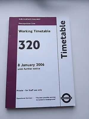 08 Jan 2006 Metropolitan Line London Underground Timetable London Transport  • £7.50