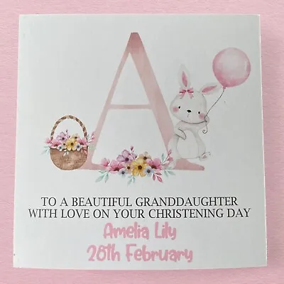 Personalised Christening Card A-Z  Daughter Granddaughter Great Niece Naming Day • £2.95