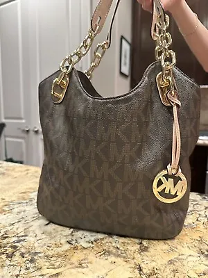 Michael Kors Brown Shoulder Tote GREAT CONDITION With Gold Chain & Leather Strap • $40