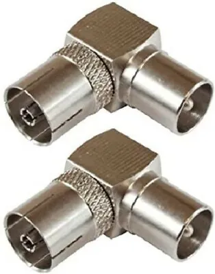 £3.49 • Buy ASCL 2 X Right Angle TV Aerial Plug Coax Cable Plug To Socket Adaptor