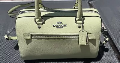 Coach Rowan Satchel Handbag Crossgrain Leather Pale Lime Nwot • $100