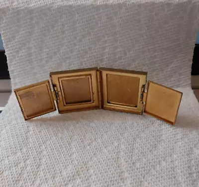 Vintage / Antique Spring Loaded 4 Picture Frame In 1-1/4  Brass Box Marked Poni • $19.99