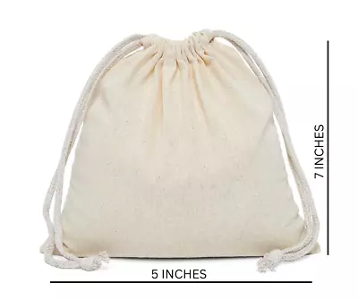 5  X 7  Plain Cotton Muslin Drawstring Pouch - Packs Of 24 - New/Unopened • $13.05