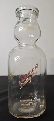 Farmer's Dairy Quart Glass Milk Bottle W/Cream Top Martinsburg WV • $29