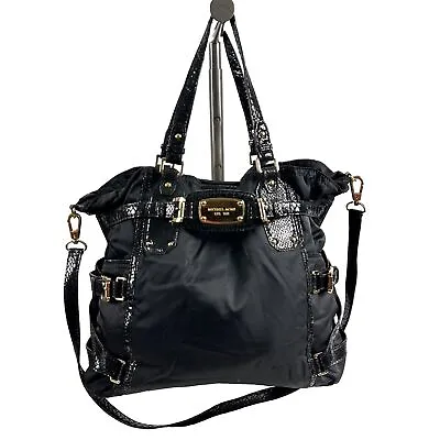 Michael Kors Gansevoort Black Nylon  Leather Embossed Snake Trim Tote • $19.60