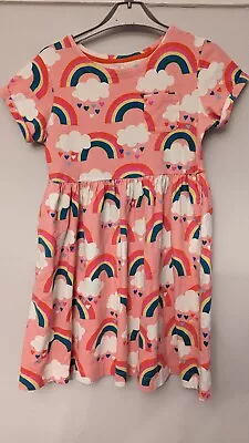 Mini Boden Girls Jersey Pink Rainbow Dress Age 9-10 Years • £9.99