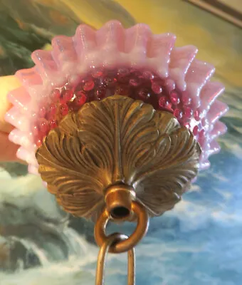 5.25  Canopy Ceiling Part Brass Vintage Fenton Hobnail Cranberry Art GLASS Lamp • $149