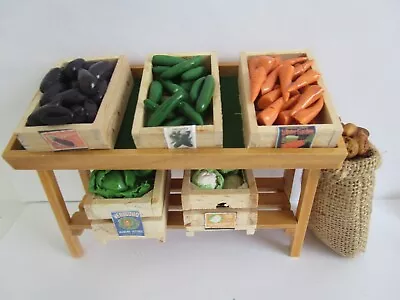 1:12 Scale Dollhouse Food - Market Stall With Crates Of Vegetables • $14