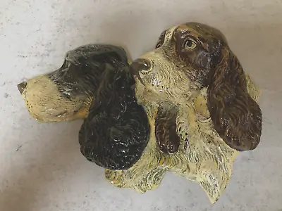 Rare Antique Cold Painted Bronze Wall Hanging Spaniels Dog C 1900 • £275