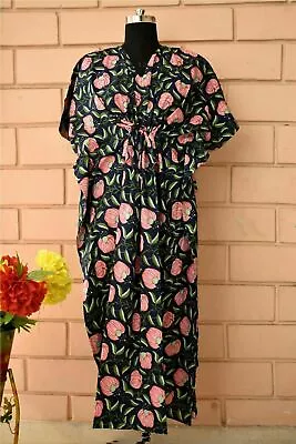 Indian Printed Cotton Kaftan Women Night Wear Caftan Maxi Dress Beach Wear Gown • $51.38