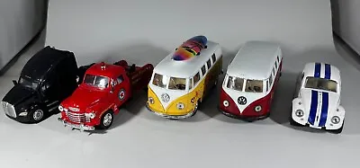 Kinsmart Diecast Cars Lot Of 5 VW Bug VW Bus 1953 Chevy Wrecker Kenworth • $15