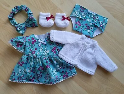 My First Baby Annabell/14 Inch Doll 5 Piece Aqua Floral Dress Set (15) • £10.75