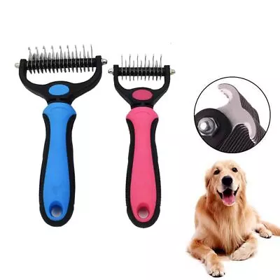 Pet Grooming Tool- 2 Sided Undercoat Rake For Dogs  &Cats-Safe Dematting Comb • £8.01