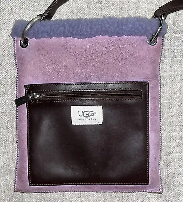 UGG Shearling Purple Suede Shoulder Bag Crossbody Purse Pocket Messenger • $24.99