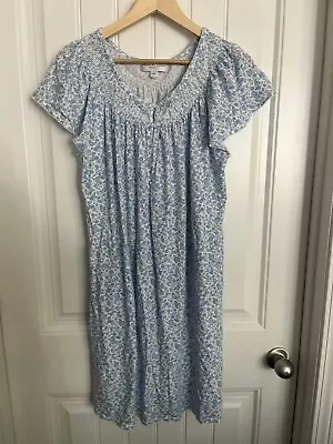 Miss Elaine Woman Blue Floral Short Sleeve Nightgown Plus Size 2X L5 • $14