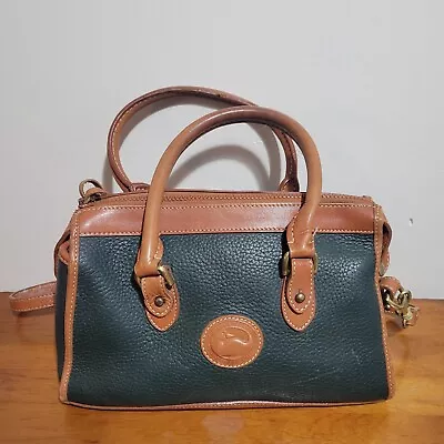 Vintage Dooney & Bourke Satchel Leather Bag (Brown/Forest Green) • $34.99