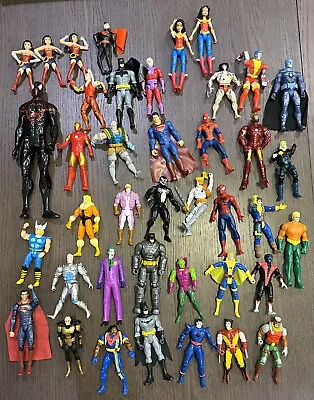 Marvel Action Figures Loose Huge LOT OF 40 - Mostly Vintage Spider-Man Superman • $58