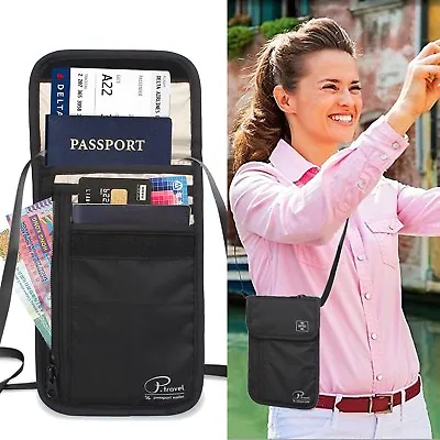 $18.04 • Buy Travel Wallet Neck Pouch Passport Holders With RFID Blocking Waterproof Neck Bag