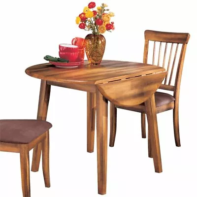 Bowery Hill 42  Round Drop Leaf Dining Table In Rustic Brown • $257.99