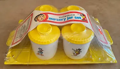 Vintage Disney Mickey Mouse Plastic Nursery Jar Set Sealed Yellow Storage • $34.50