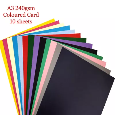 10 X A3 240gsm Coloured Card Stock Pack Of 10 Sheets • £8.99