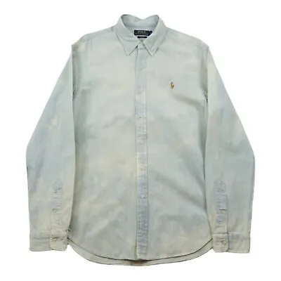 Ralph Lauren Polo Bleached Acid Wash Denim Shirt Blue Large • £14.99