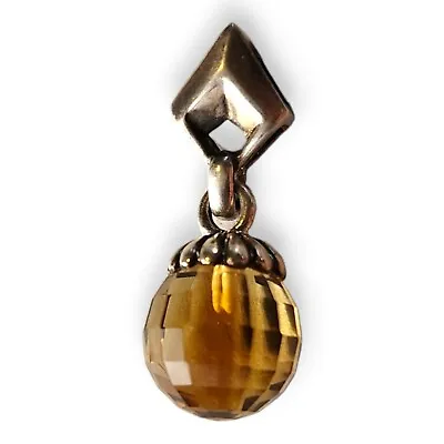 Vintage Sterling Silver 925 Faceted Citrine Pendant • $124.95