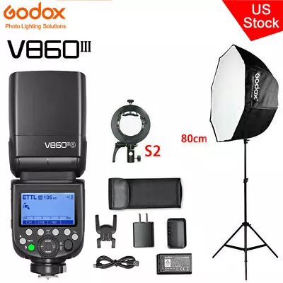 $246.60 • Buy US Godox V860III-S 2.4G TTL Flash Speedlite For Sony+Bracket+80cm Softbox Stand