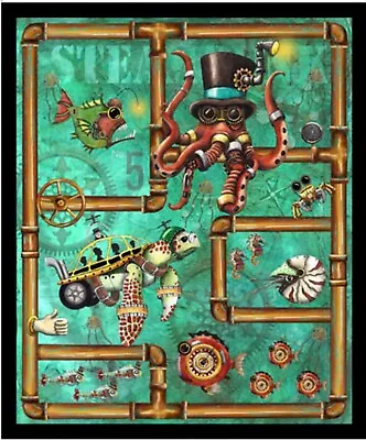 QT AQUATIC STEAMPUNKERY Steampunk MAIN PAINEL 36 X 44 DESiree Designs • $16.99