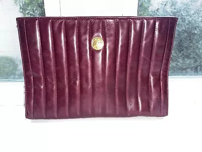 Vintage Rare Fendi Red Wine Burgundy Clutch Mint Classy Leather Elegant • $325