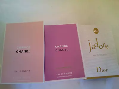 Lot Of 3 X CHANEL CHANCE J'ADORE ....Women's Perfume Samples Vials Cards • $49.95