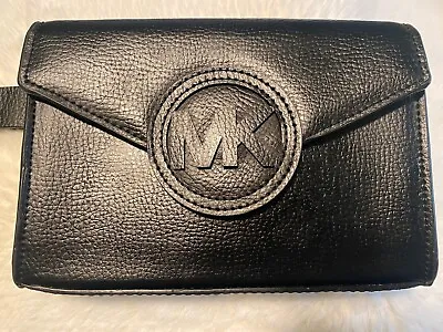 MICHAEL KORS Leather Flap Logo Fanny Belt Waist Bag Leather Black 556136 S/M • $40