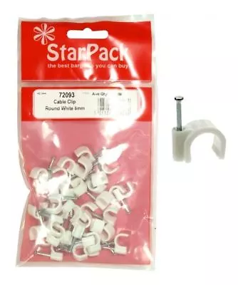 25 Cable Clips Round 8mm Wall Tack Fixing Nail DIY Electrical Wire TV Phone Lead • £2.49