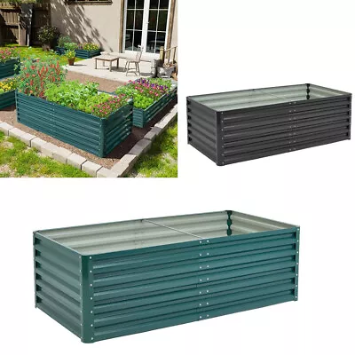 Galvanized Outdoor Metal Raised Garden Bed Vegetable/Flower Deck Planter Box Pot • £25.99