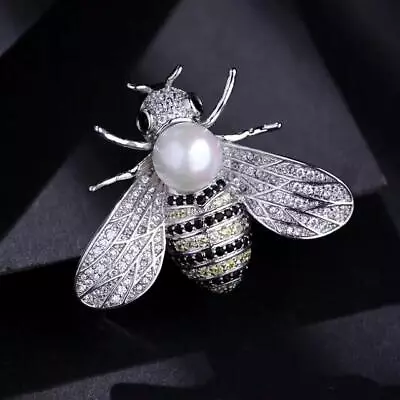 Vintage Delicate Insect Gold Silver Metal Pearl Bee Brooch Women Accessories Pin • $4.99