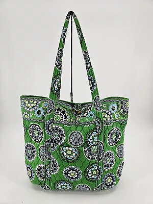 Vera Bradley Cupcakes Green Large Tote Bag Satchel Toggle Close  • $38.99