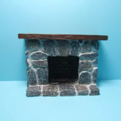 Dollhouse Miniature Stone Fireplace With Wood Mantle Grey YM0215 • $19.79