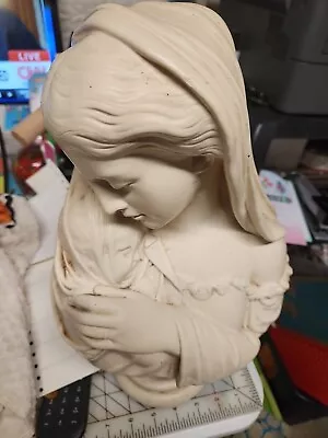 Vtg MARWAL Ind Inc. 15  Chalkware Sculpture Statue Bust Madonna Mother & Child • $79.99