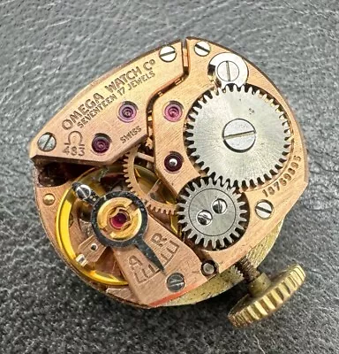 Vintage Omega Cal. 483 17 Jewel Ladies Watch Movement Running 4 Repair • $24