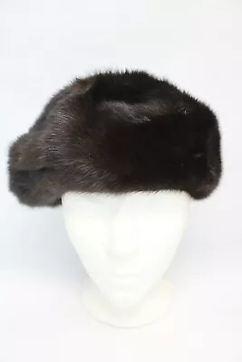 Excellent Canadian Dark Ranch Mink Fur Hat Women Woman Size All Beret Style • $23