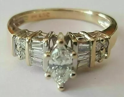 2.50Ct Marquise Cut Lab Created Diamond Engagement Ring 14K Yellow Gold Plated • $62.99