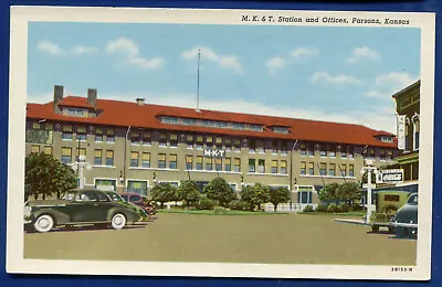 Missouri Kansas Texas Railroad Depot Station Offices Parsons Kansas Postcard • $11.99