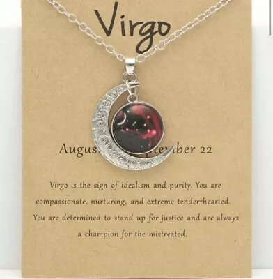 Virgo Zodiac Necklace In Silver Zodiac Sign Necklace Horoscope • £7.99